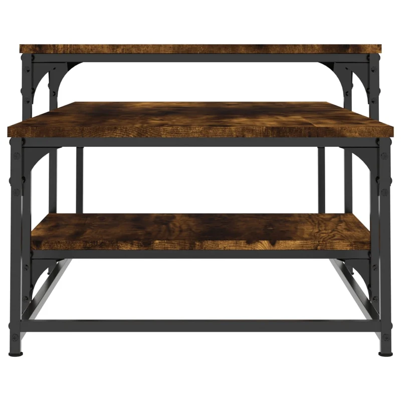 Table basse design moderne et contemporaine 102 x 60 x 45 cm bois d'ingénierie marron et métal DEC038385