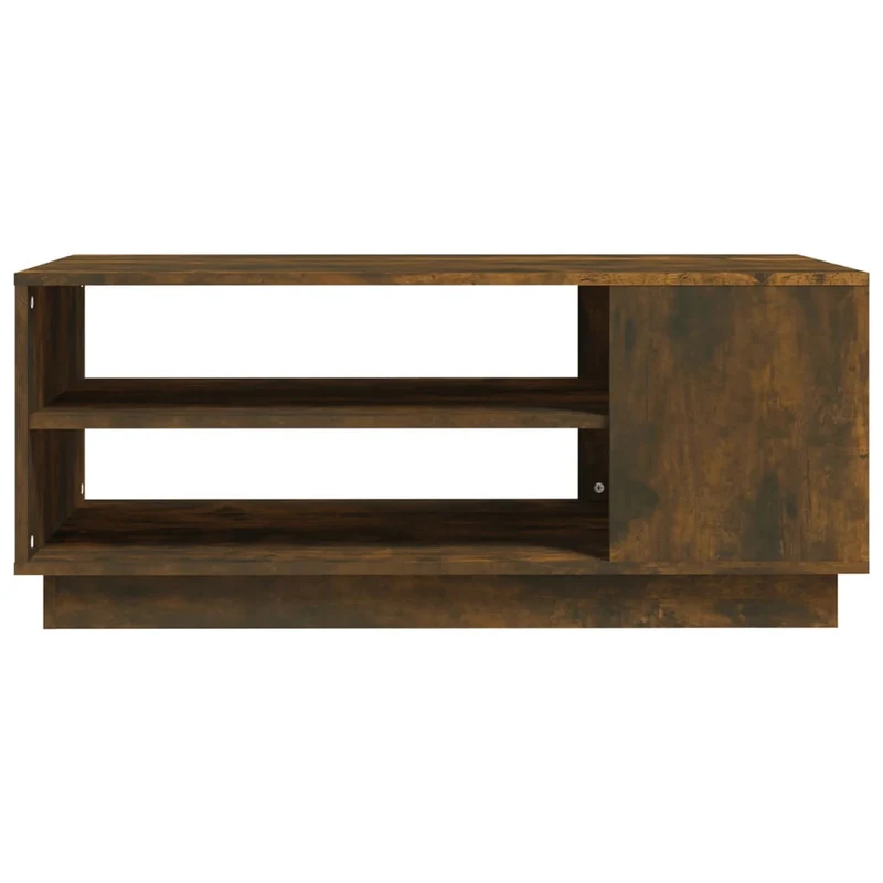 Table basse avec étagères de rangement design moderne et contemporaine 102 x 55 x 43 cm bois d'ingénierie marron DEC038383