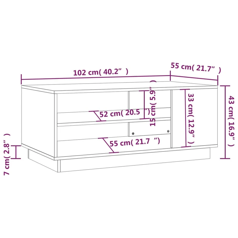Table basse avec étagères de rangement design moderne et contemporaine 102 x 55 x 43 cm bois d'ingénierie marron DEC038383