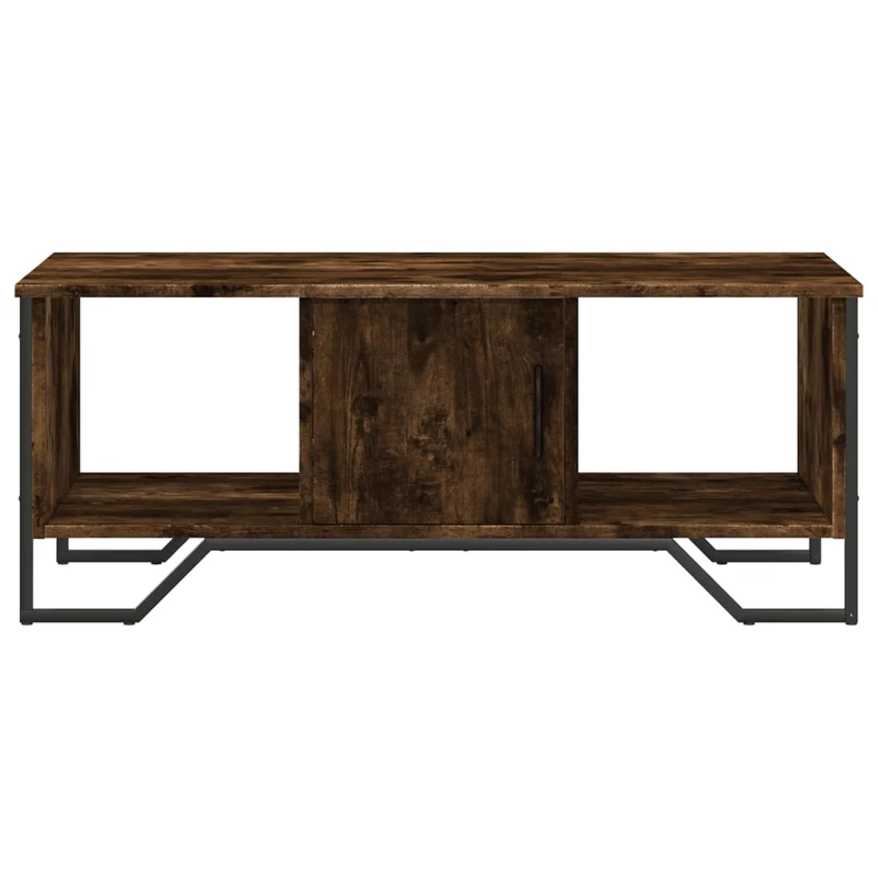 Table basse avec porte et compartiment ouvert design moderne et contemporaine 100 x 51 x 40 cm bois d'ingénierie marron et métal DEC038342
