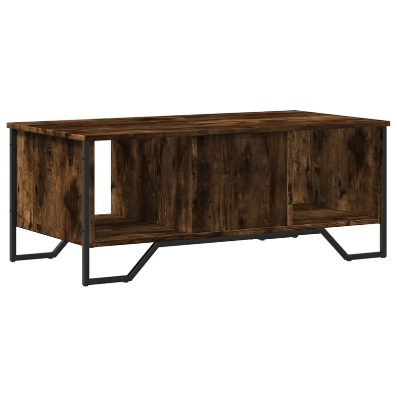 Table basse avec porte et compartiment ouvert design moderne et contemporaine 100 x 51 x 40 cm bois d'ingénierie marron et métal DEC038342
