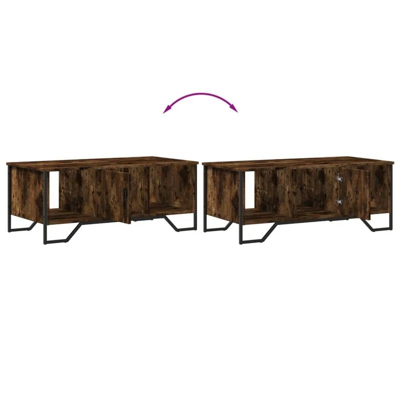 Table basse avec porte et compartiment ouvert design moderne et contemporaine 100 x 51 x 40 cm bois d'ingénierie marron et métal DEC038342