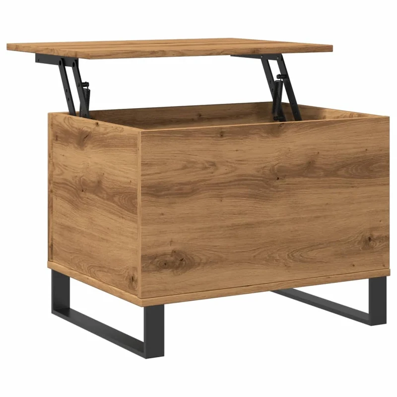 Table basse plateau relevable design rustique industriel 60 x 44,5 x 45 cm bois d'ingénierie marron et métal DEC038294