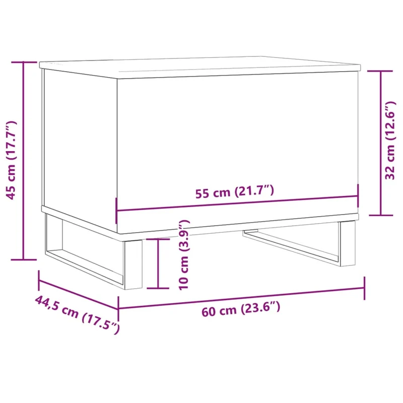 Table basse plateau relevable design rustique industriel 60 x 44,5 x 45 cm bois d'ingénierie marron et métal DEC038294