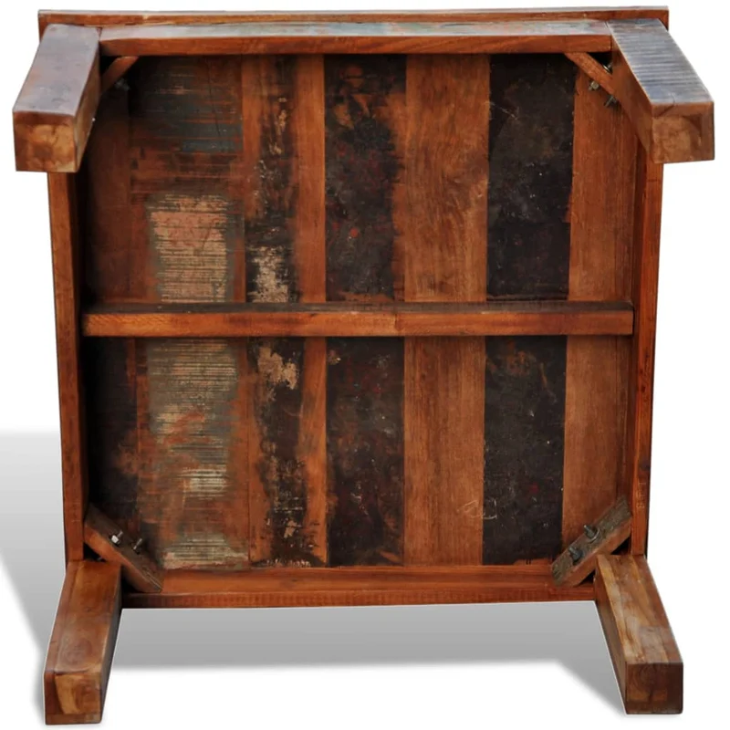Table basse design industriel forme carrée 80 x 80 x 45 cm en bois de récupération coloré DEC038283