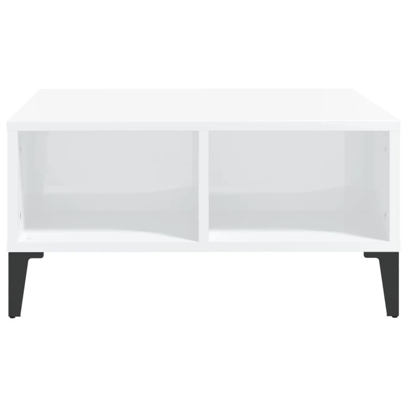 Table basse avec 4 compartiments design moderne et contemporaine 60 x 60 x 30 cm bois d'ingénierie blanc brillant DEC038129