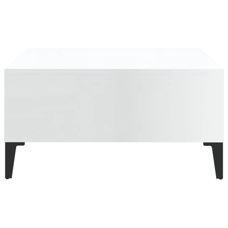 Table basse avec 4 compartiments design moderne et contemporaine 60 x 60 x 30 cm bois d'ingénierie blanc brillant DEC038129
