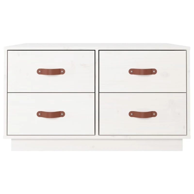 Table basse avec 4 tiroirs design moderne et contemporaine 80 x 80 x 45 cm bois massif de pin blanc DEC037975