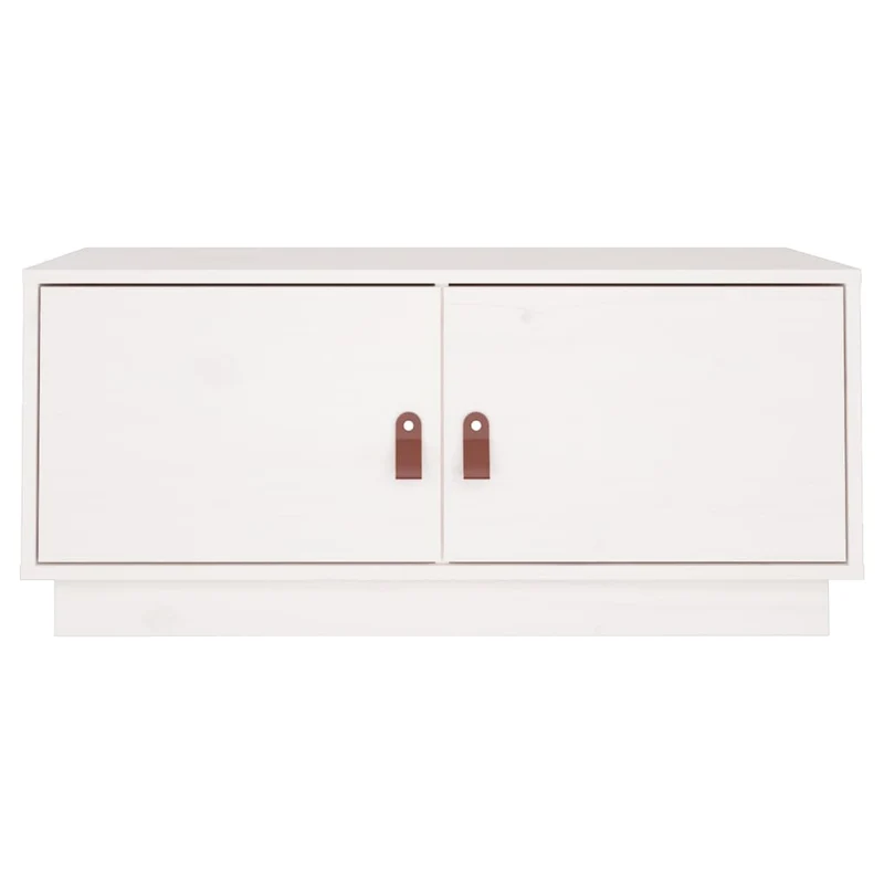 Table basse avec compartiment avec porte design moderne et contemporaine 80 x 50 x 35 cm bois massif de pin blanc DEC037950