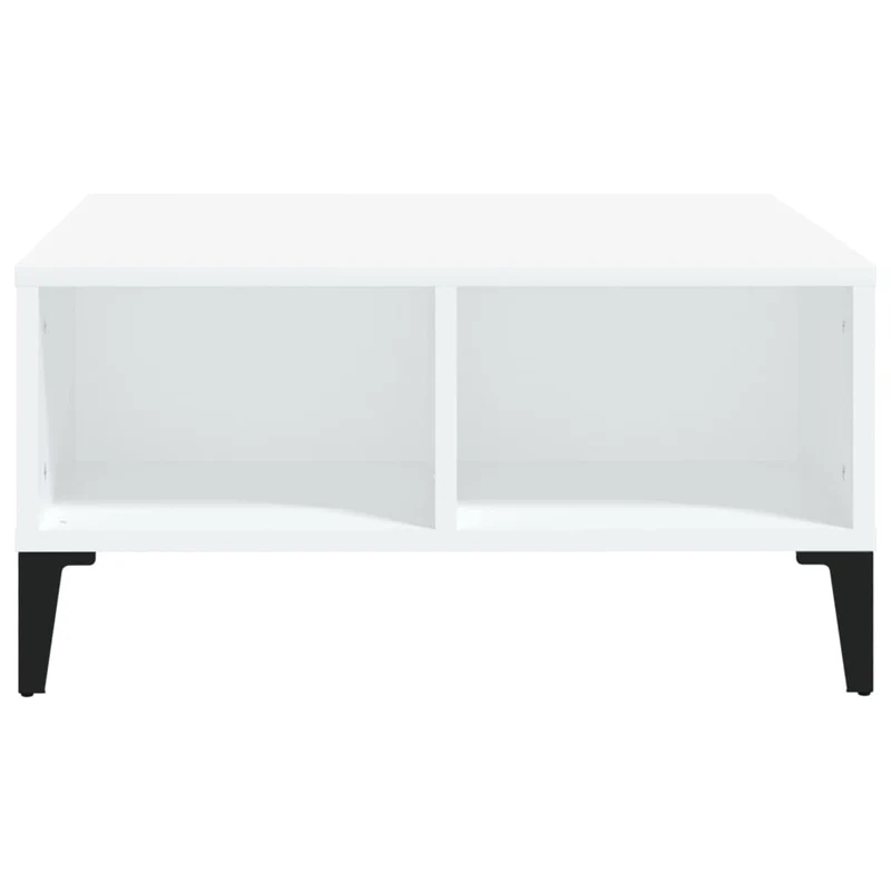 Table basse 4 compartiments ouverts design moderne et contemporaine 60 x 60 x 30 cm bois d'ingénierie blanc DEC037923