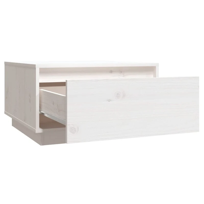 Table basse avec tiroir design moderne et contemporaine 55 x 56 x 32 cm bois massif de pin blanc DEC037904