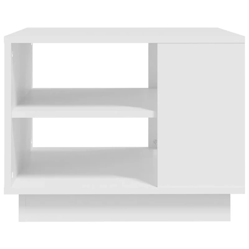 Table basse avec étagères design moderne et contemporaine 55 x 55 x 43 cm bois d'ingénierie blanc DEC037903