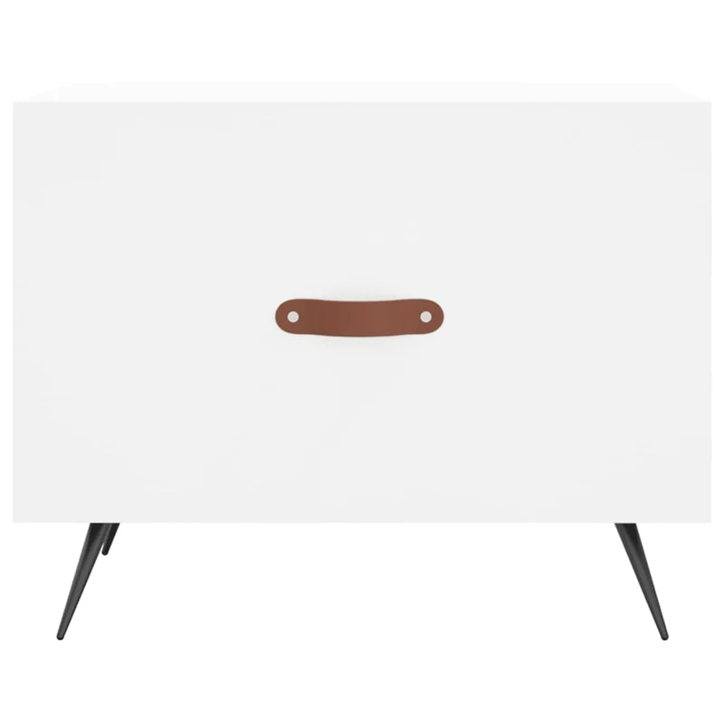 Table basse avec tiroir design moderne et contemporaine 50 x 50 x 40 cm bois d'ingénierie blanc et fer DEC037882