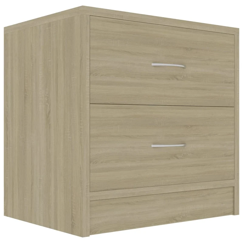 Lot de 2 tables de chevet avec deux tiroirs 40 x 30 x 40cm bois d'ingénierie couleur chêne DEC035877