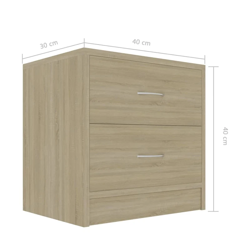Lot de 2 tables de chevet avec deux tiroirs 40 x 30 x 40cm bois d'ingénierie couleur chêne DEC035877