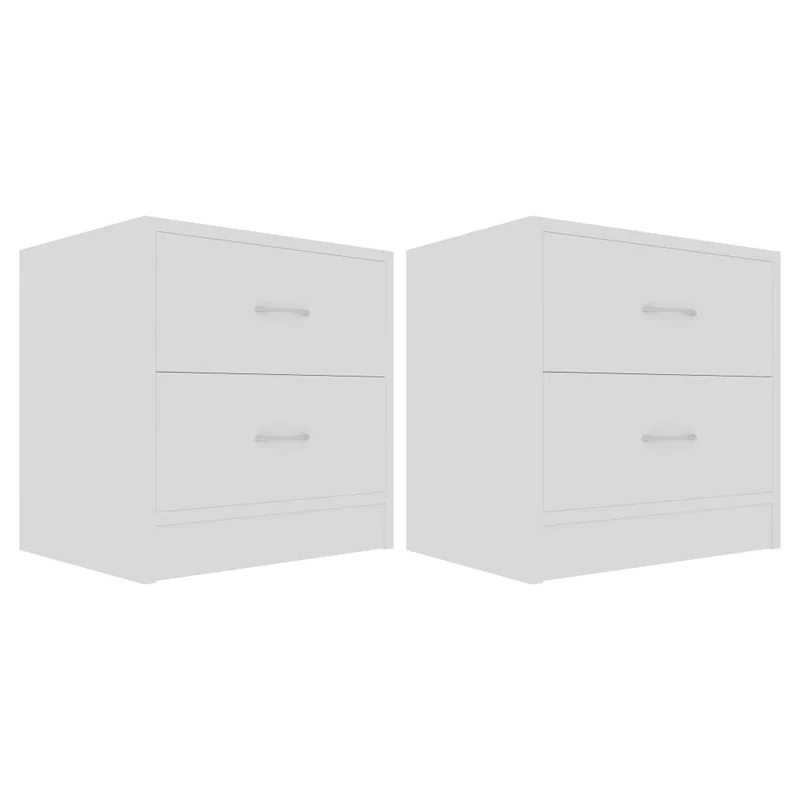 Lot de 2 tables de chevet avec tiroirs 40 x 30 x 40 cm bois d'ingénierie blanc DEC034890