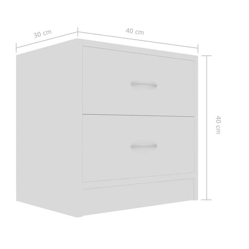 Lot de 2 tables de chevet avec tiroirs 40 x 30 x 40 cm bois d'ingénierie blanc DEC034890