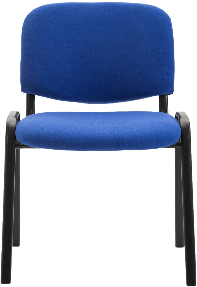 Chaise visiteur empilable zone d'attente en tissu bleu piètement à 4 pieds en métal noir 10_0003402