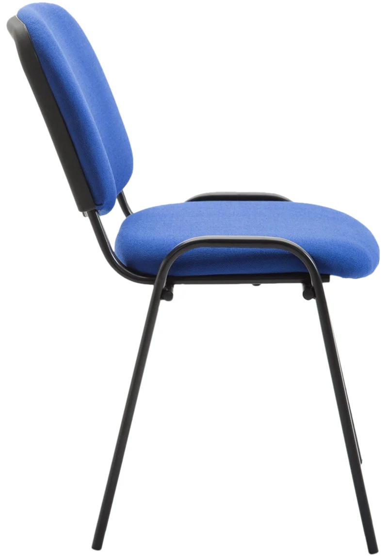 Chaise visiteur empilable zone d'attente en tissu bleu piètement à 4 pieds en métal noir 10_0003402