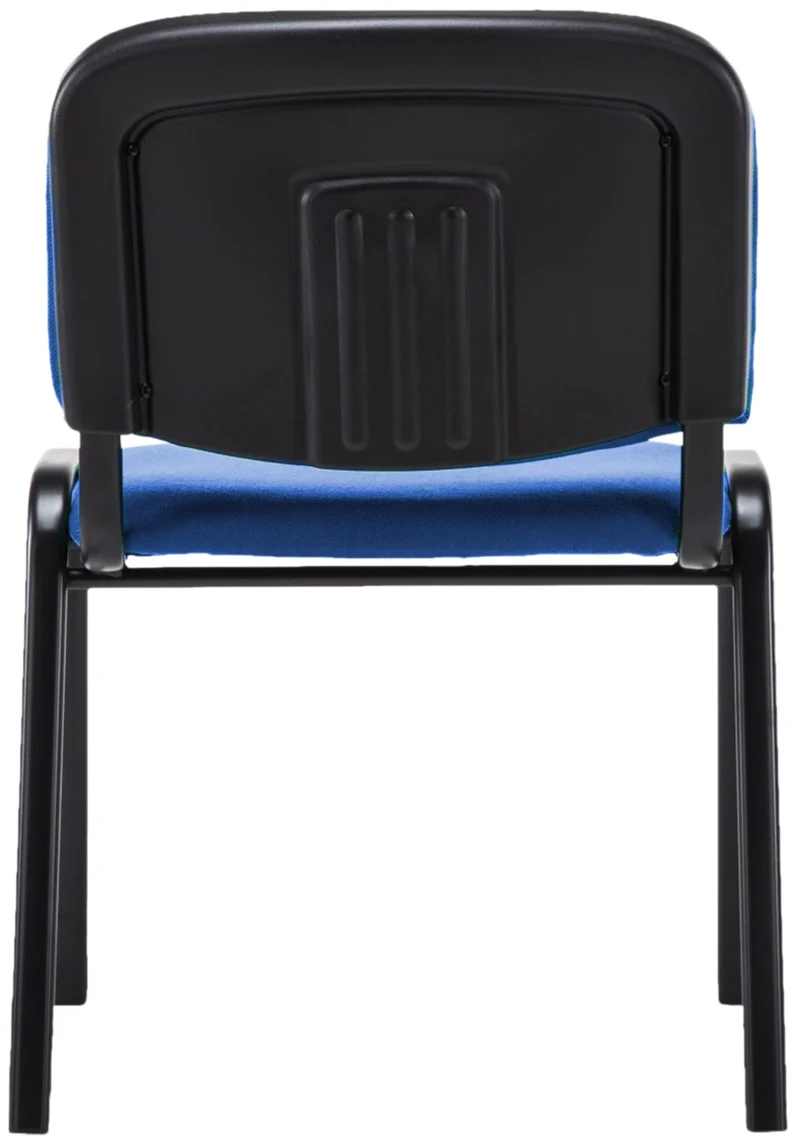 Chaise visiteur empilable zone d'attente en tissu bleu piètement à 4 pieds en métal noir 10_0003402