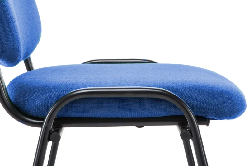 Chaise visiteur empilable zone d'attente en tissu bleu piètement à 4 pieds en métal noir 10_0003402