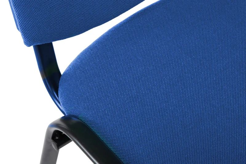 Chaise visiteur empilable zone d'attente en tissu bleu piètement à 4 pieds en métal noir 10_0003402