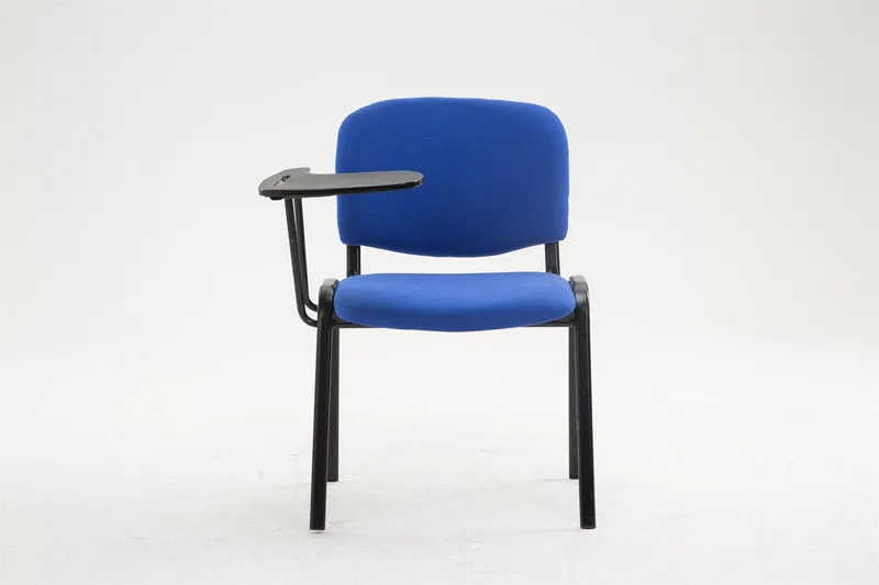 Chaise visiteur zone d'attente avec une petite table rabattable en tissu bleu piètement à 4 pieds en métal 10_0002771