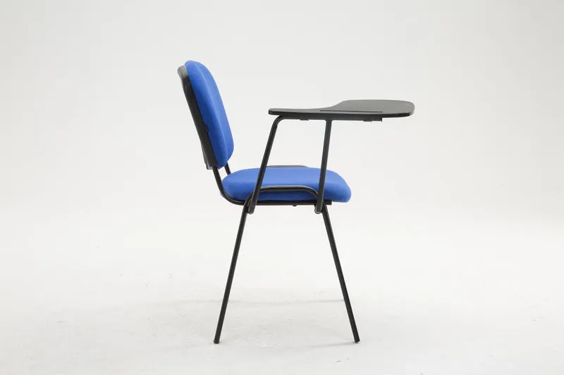 Chaise visiteur zone d'attente avec une petite table rabattable en tissu bleu piètement à 4 pieds en métal 10_0002771