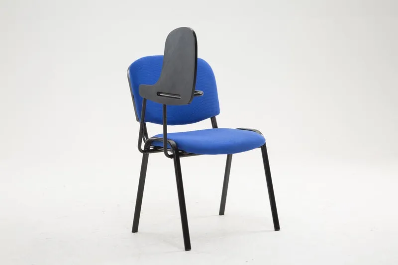 Chaise visiteur zone d'attente avec une petite table rabattable en tissu bleu piètement à 4 pieds en métal 10_0002771