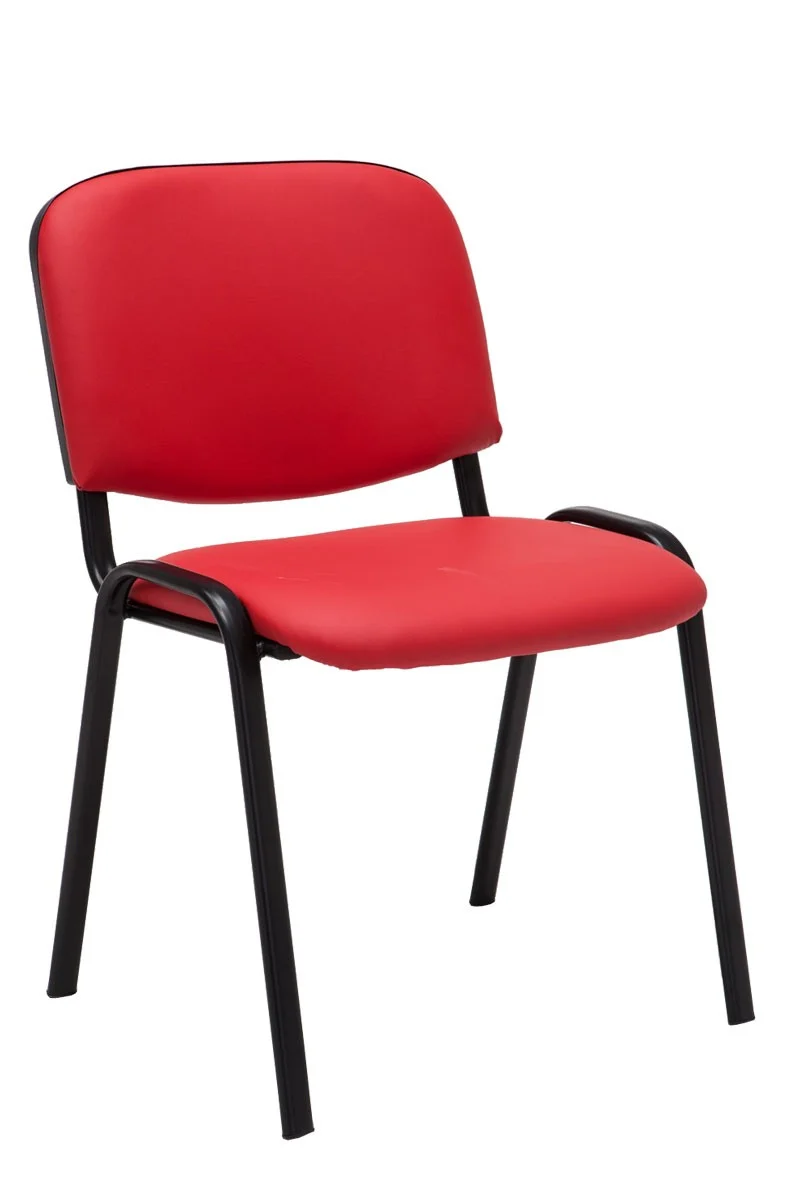 Chaise visiteur assise rembourrée en synthétique rouge BUR10070