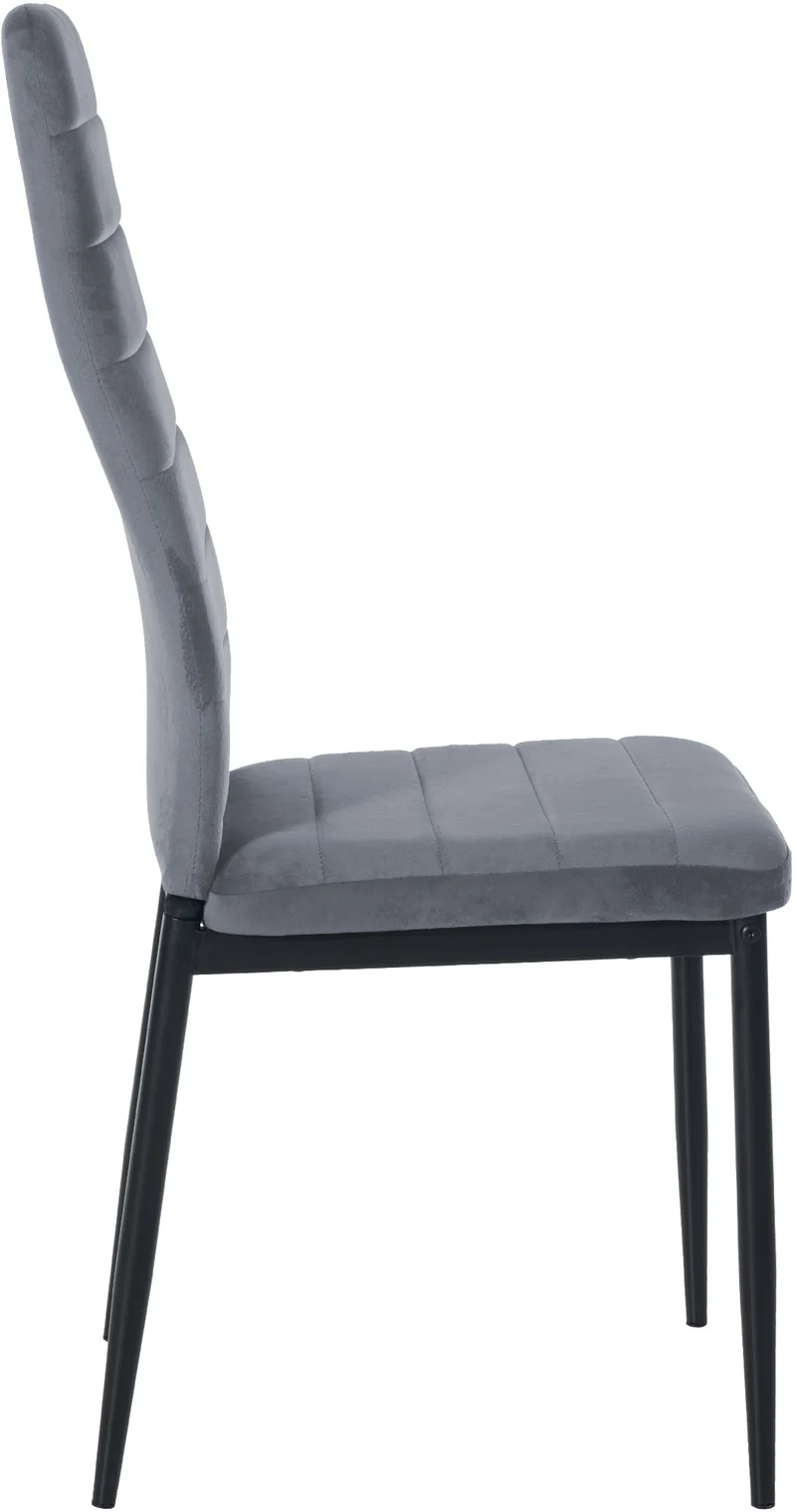 Lot de 6 chaises de salle à manger design simple en tissu velours gris clair avec couture cadre en métal noir CDS10292