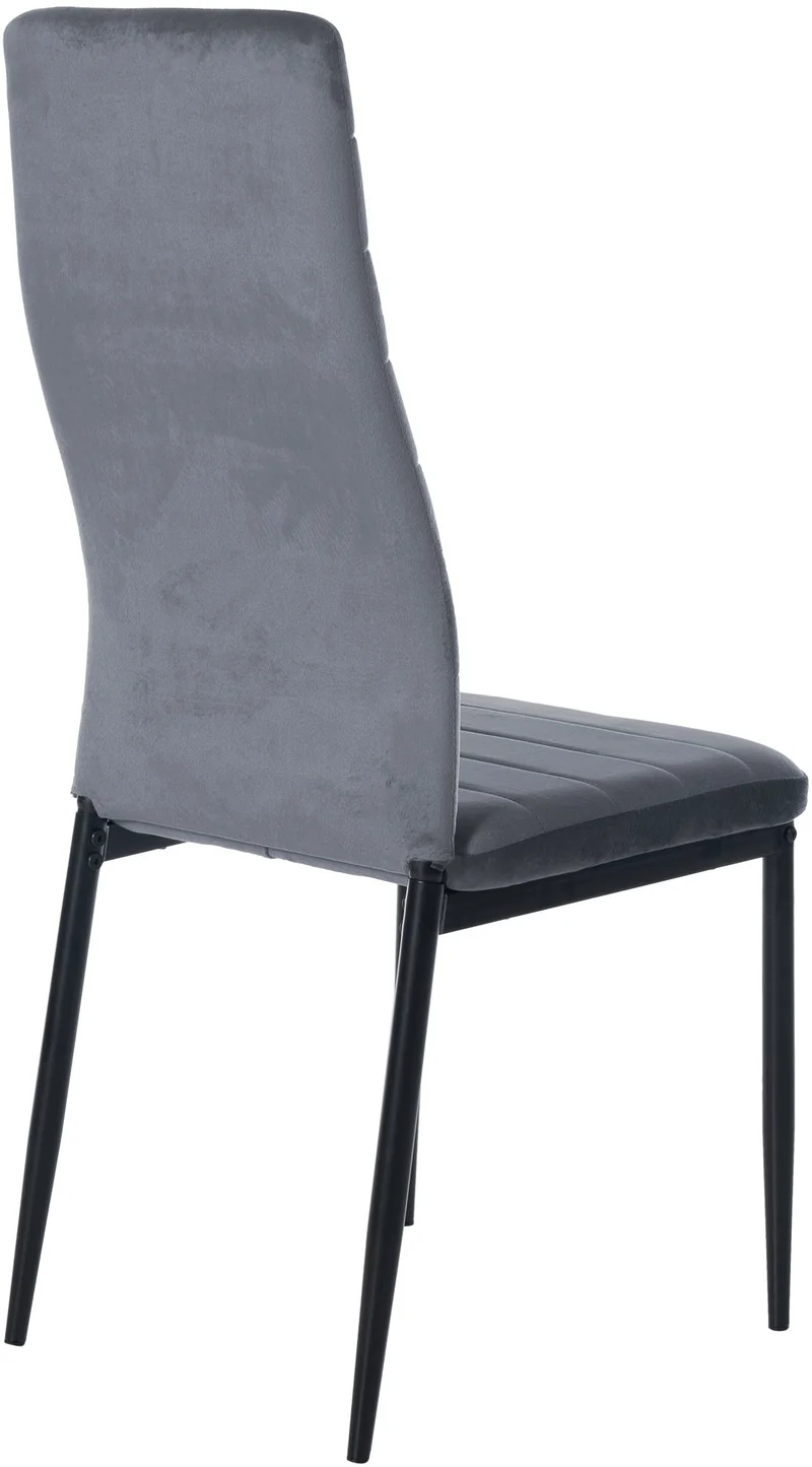 Lot de 6 chaises de salle à manger design simple en tissu velours gris clair avec couture cadre en métal noir CDS10292