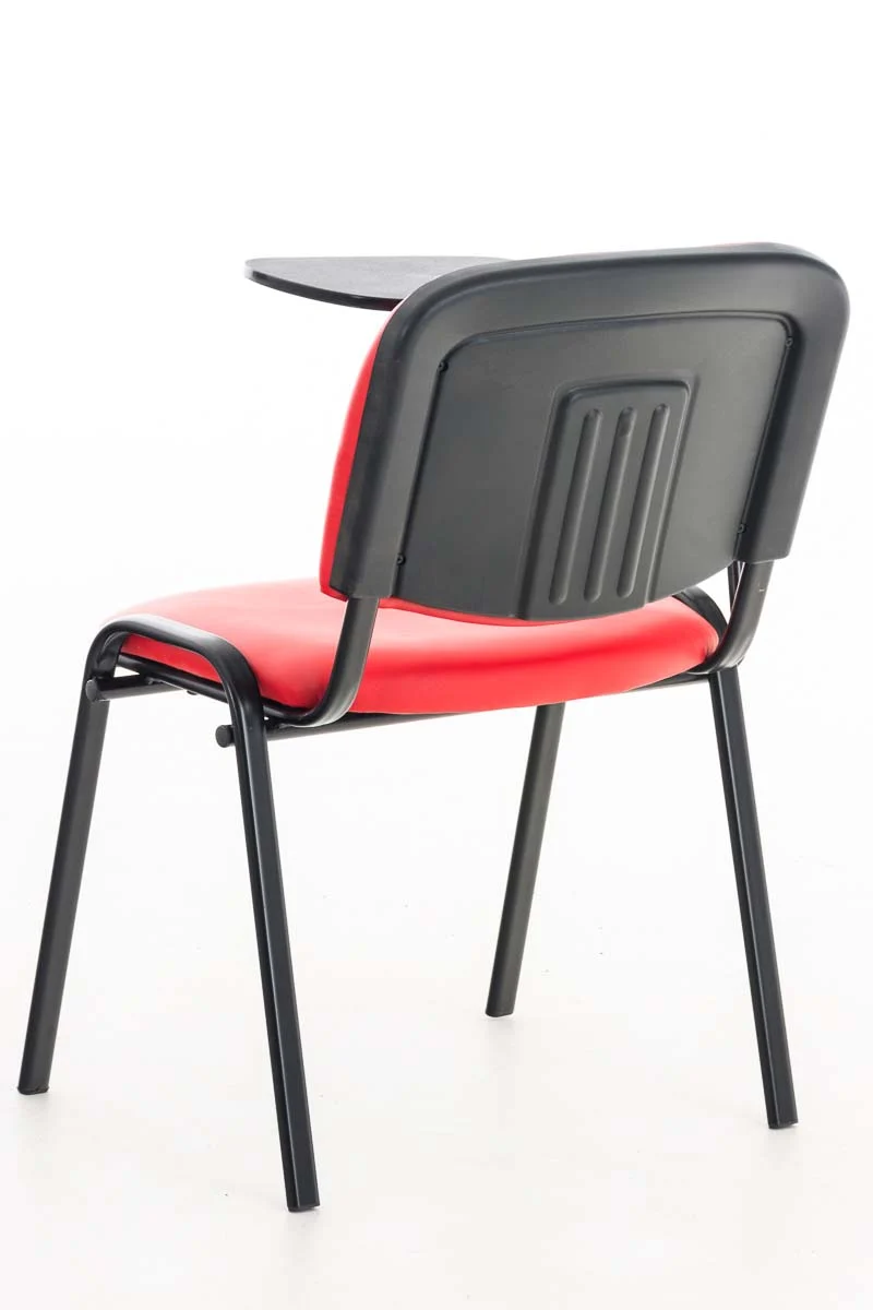Chaise visiteur avec petite table rabattable pupitre en synthétique rouge support métal noir BUR10652