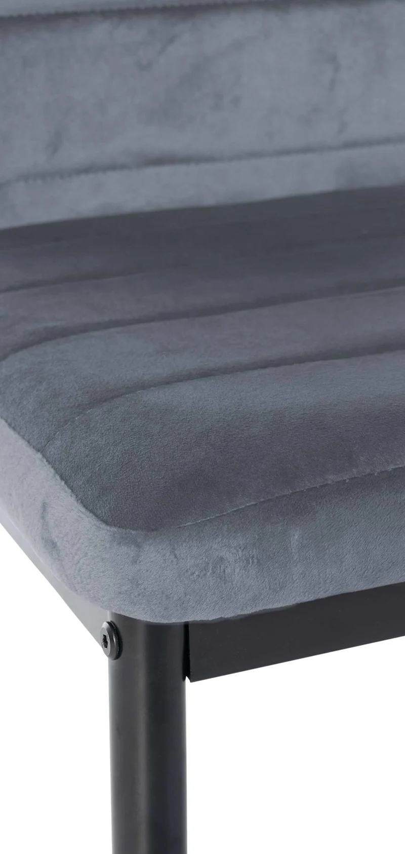 Lot de 4 chaises de salle à manger design simple en tissu velours avec couture gris clair cadre en métal noir CDS10404