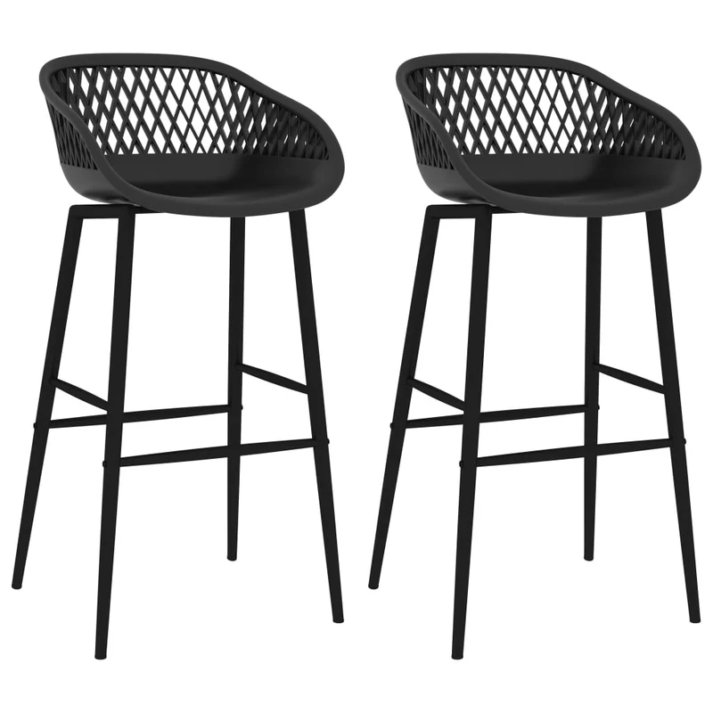 Tabourets de bar x2 chaises haute aspect de maille PP noir DEC029399