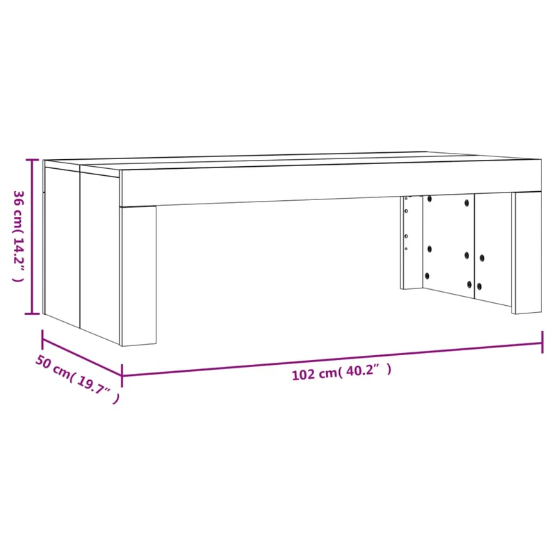 Table basse design moderne et contemporaine 102 x 50 x 36 cm bois d'ingénierie marron DEC038361