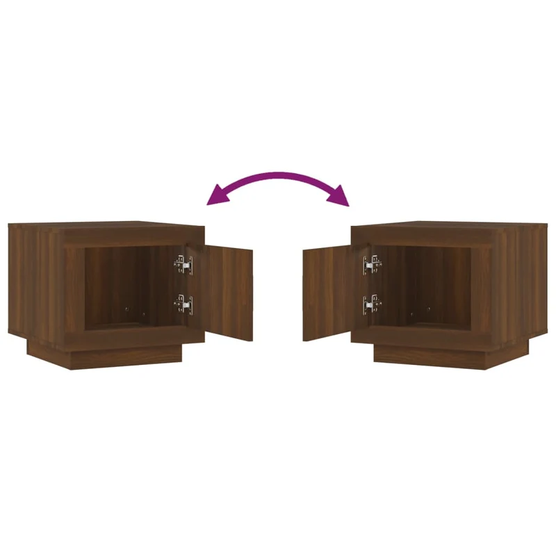 Table basse avec compartiment avec porte design moderne et contemporaine 51 x 50 x 45 cm bois d'ingénierie marron DEC038688