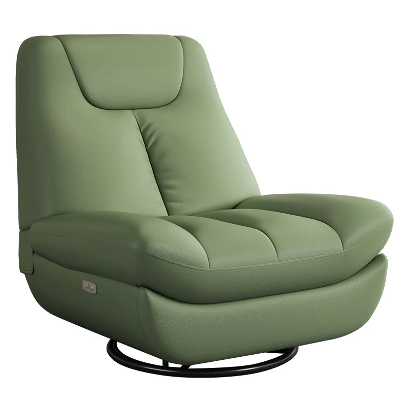 Contemporary Scandinavian Faux Leather Upholstered Carbon Steel Swivel Accent Chair Backrest For Living Room