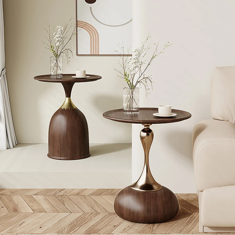 Contemporary Retro Carbon Steel Stainless Steel Round Column Bullet End Table 1-Tray For Living Room