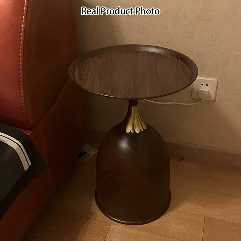 Contemporary Retro Carbon Steel Stainless Steel Round Column Bullet End Table 1-Tray For Living Room