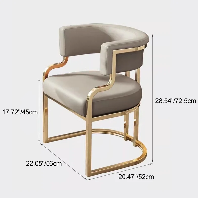 Modern Simplicity Faux Leather Metal Sponge Latex Oval Curved Accent Chair Backrest Armrest For Living Room