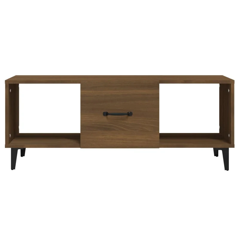 Table basse avec tiroir et compartiment design moderne et contemporaine 102 x 50 x 40 cm bois d'ingénierie marron DEC038632