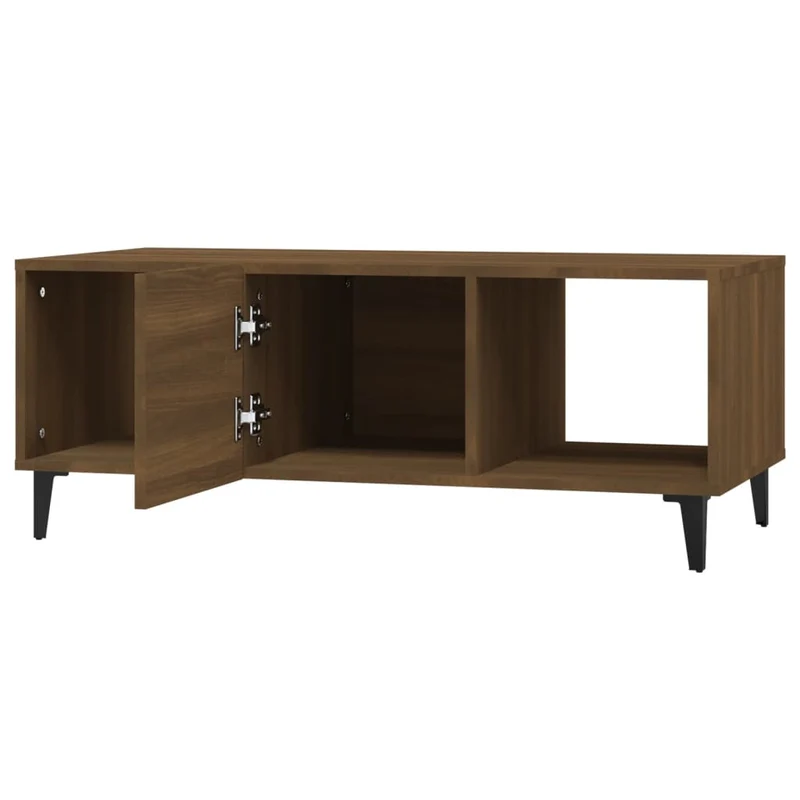 Table basse avec tiroir et compartiment design moderne et contemporaine 102 x 50 x 40 cm bois d'ingénierie marron DEC038632