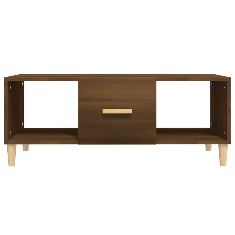 Table basse avec tiroir et 2 compartiments ouverts design moderne et contemporaine 102 x 50 x 40 cm bois d'ingénierie marron DEC038629