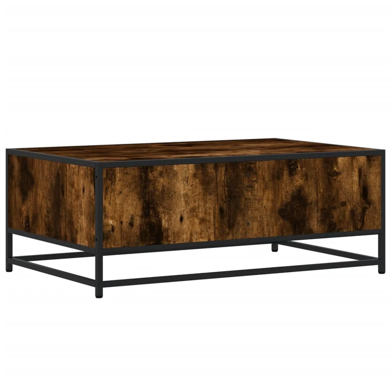 Table basse avec tiroir design moderne et contemporaine 90 x 57 x 35 cm bois d'ingénierie marron et métal DEC038550