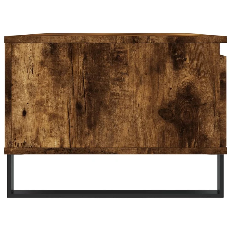 Table basse avec tiroir design moderne et contemporaine 90 x 50 x 36,5 cm bois d'ingénierie marron et métal DEC038527