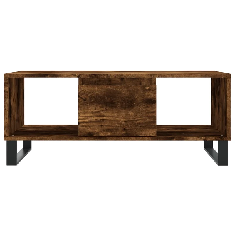 Table basse avec tiroir design moderne et contemporaine 90 x 50 x 36,5 cm bois d'ingénierie marron et métal DEC038523