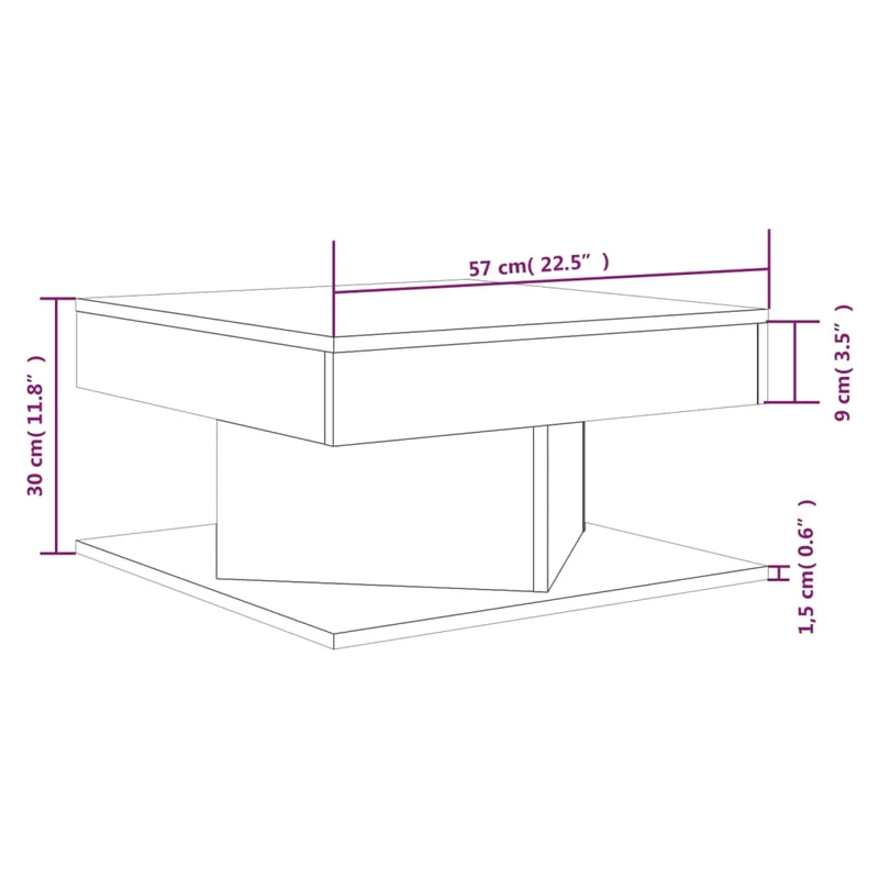 Table basse design moderne et contemporaine 57 x 57 x 30 cm bois d'ingénierie marron DEC038437