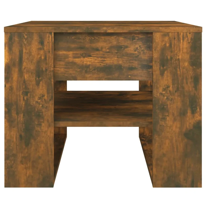 Table basse avec étagères design moderne et contemporaine 55,5 x 55 x 45 cm bois d'ingénierie marron DEC038426