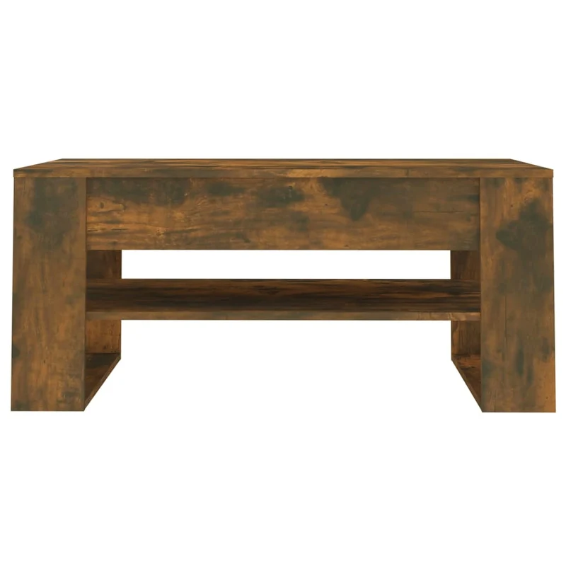 Table basse avec étagère design moderne et contemporaine 102 x 55 x 45 cm bois d'ingénierie marron DEC038384